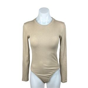 Zara Tan Fitted Long Sleeve Bodysuit